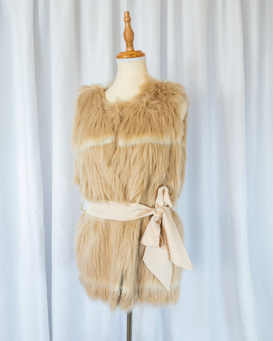 Abrigo Faux Fur Vest Beige - Forever & Me - La Reversa