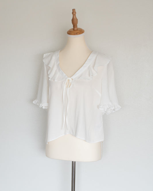 Blusa Blanca Lazo y Vuelos - Topshop - La Reversa
