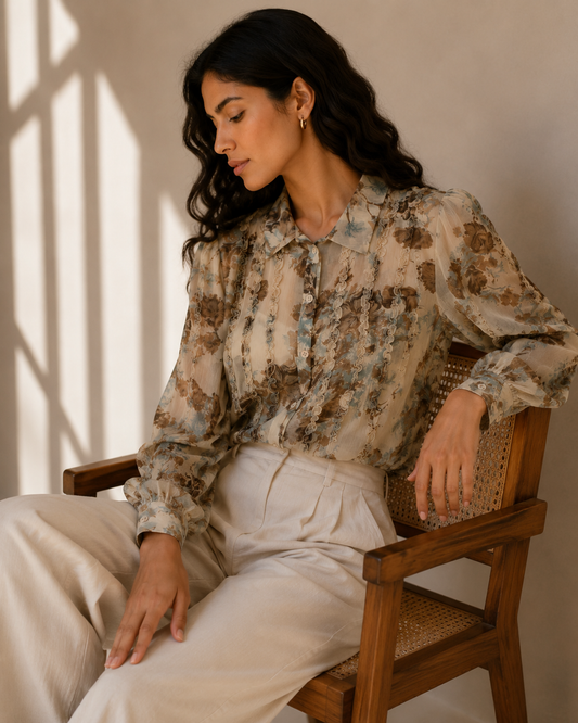 Blusa Floral con Vuelos - Emanuel Ungaro - La Reversa