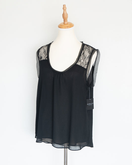 Blusa Negra Encaje Transparencia - Rachel Roy - La Reversa