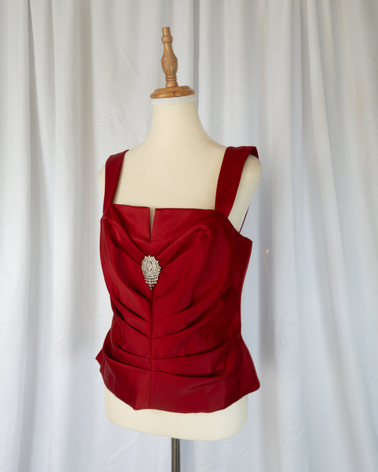 Bustier Satén Rojo - Cachet - La Reversa