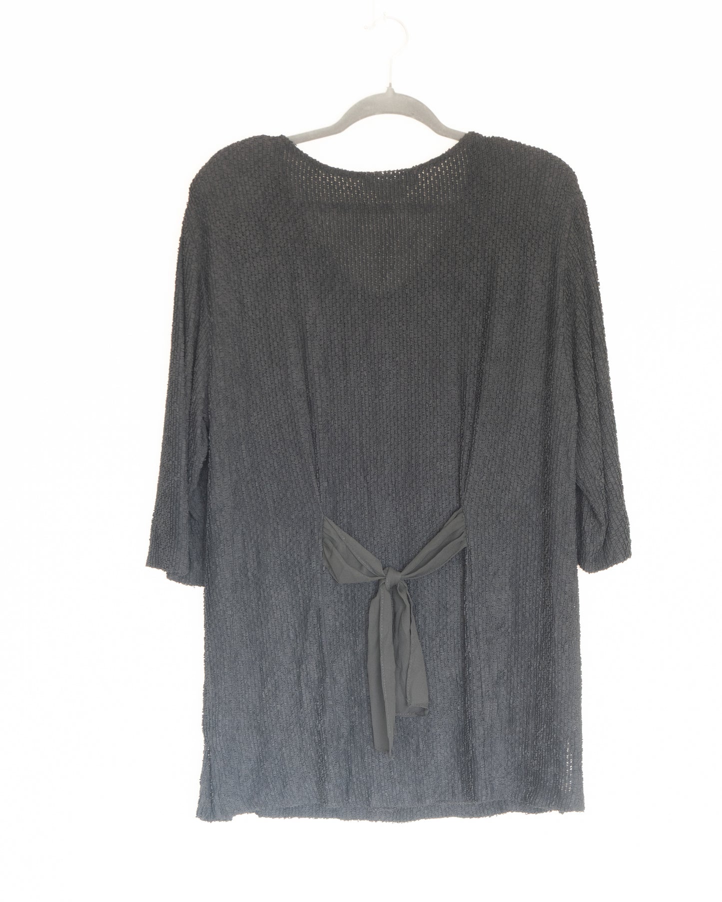 Cardigan Tejido Negro con Lazos - Sharade - La Reversa