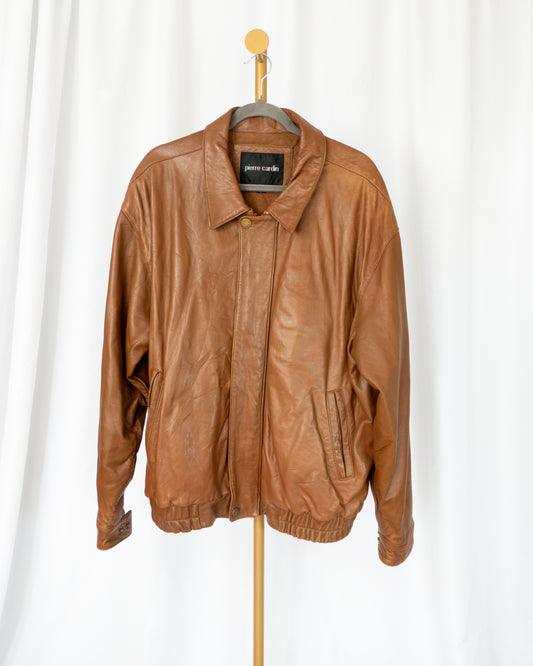 Chaqueta Cuero Sintético Café - Pierre Cardin - La Reversa