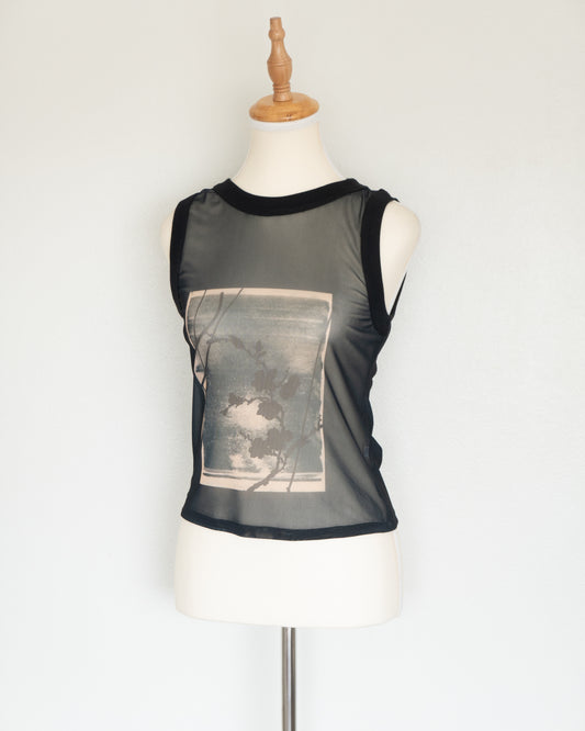Polera Malla Negra Estampado - Bronca