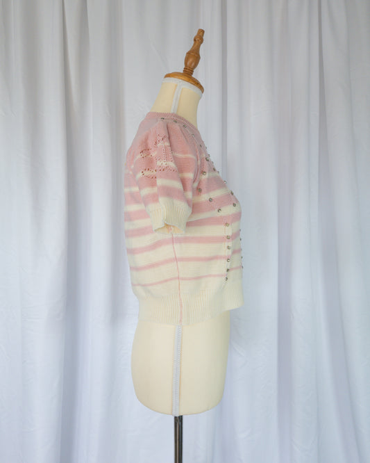 Top Tejido Rosa y Crema - Celine