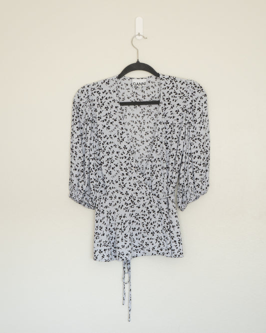 Blusa Envolvente Estampada - Ganni