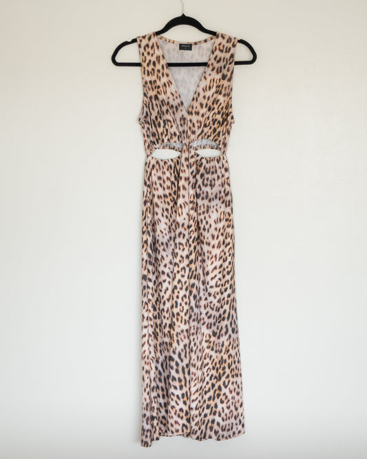 Vestido Animal Print Cut-Out - Malva