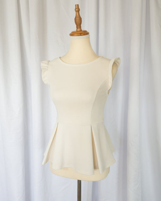 Top Peplum Texturizado Ivory - La Reversa