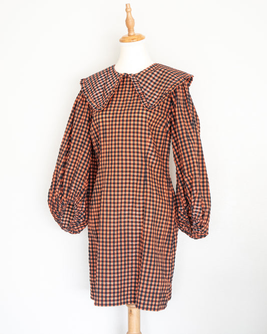 Vestido Gingham Cuello XL - Ganni - La Reversa