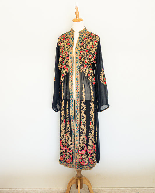 Vestido / Túnica Bordada Negra Estilo Boho - La Reversa