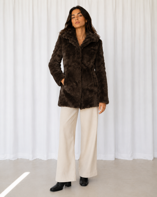 Abrigo Faux Fur Chocolate - Rocha, John Rocha - La Reversa