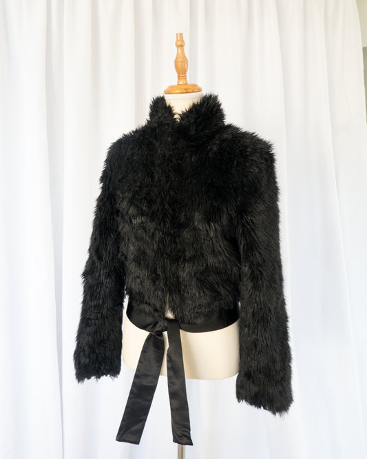Abrigo  Faux Fur Negra  - Jessica - La Reversa
