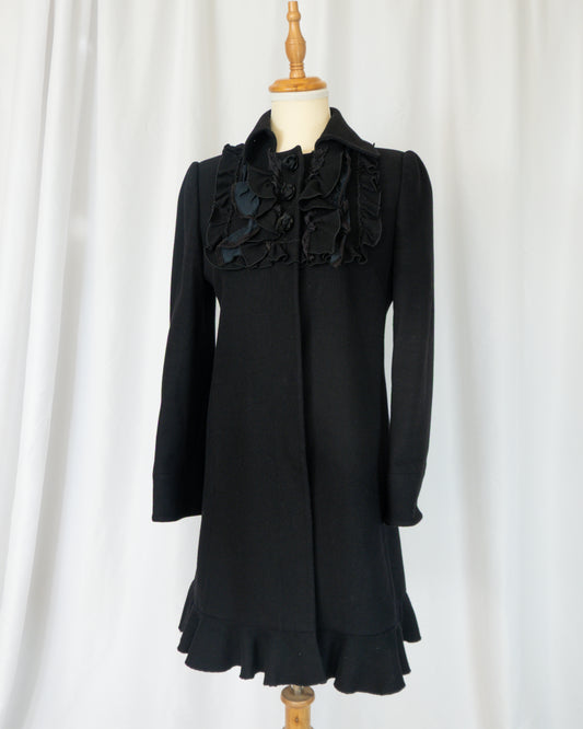 Abrigo Negro con Volantes - Red Valentino - La Reversa