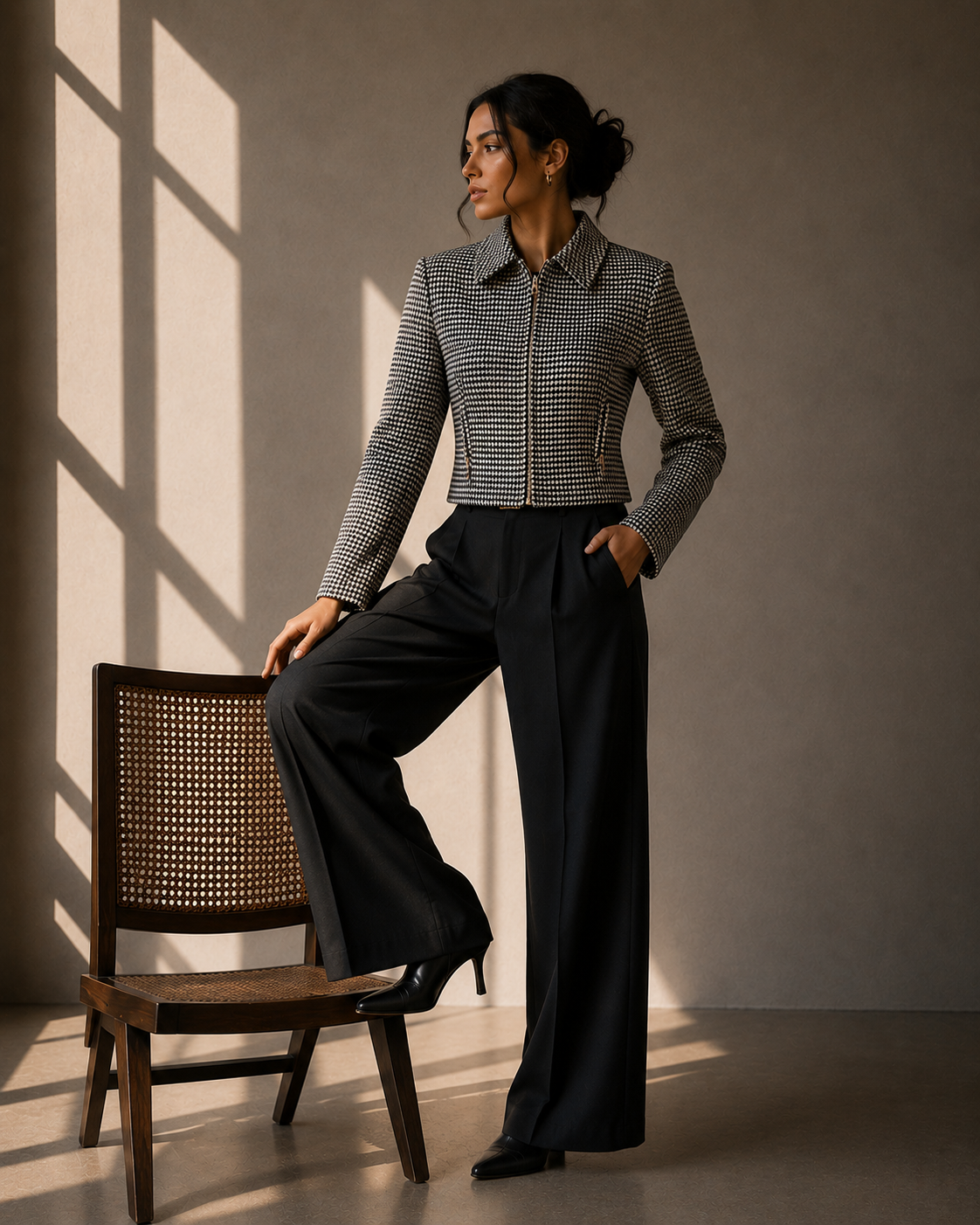 Blazer Cropped Pied de Poule - Emanuel Ungaro - La Reversa