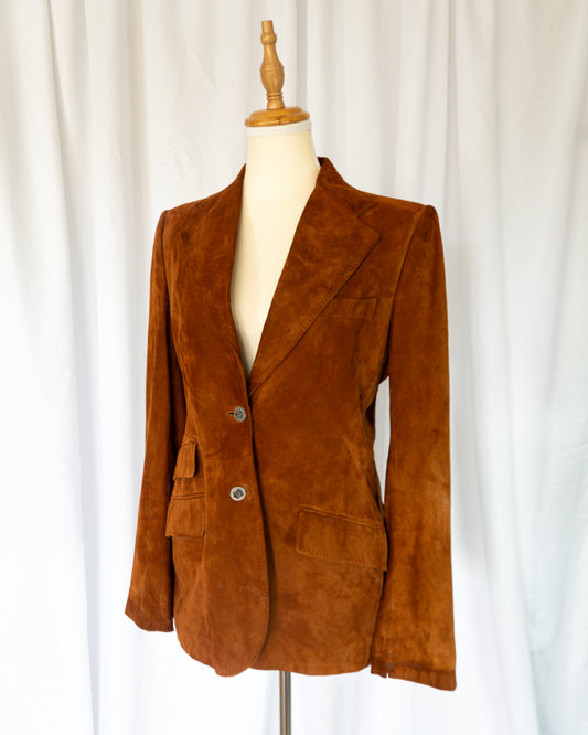 Blazer Gamuza Entallado Café - Dolce & Gabbana - La Reversa