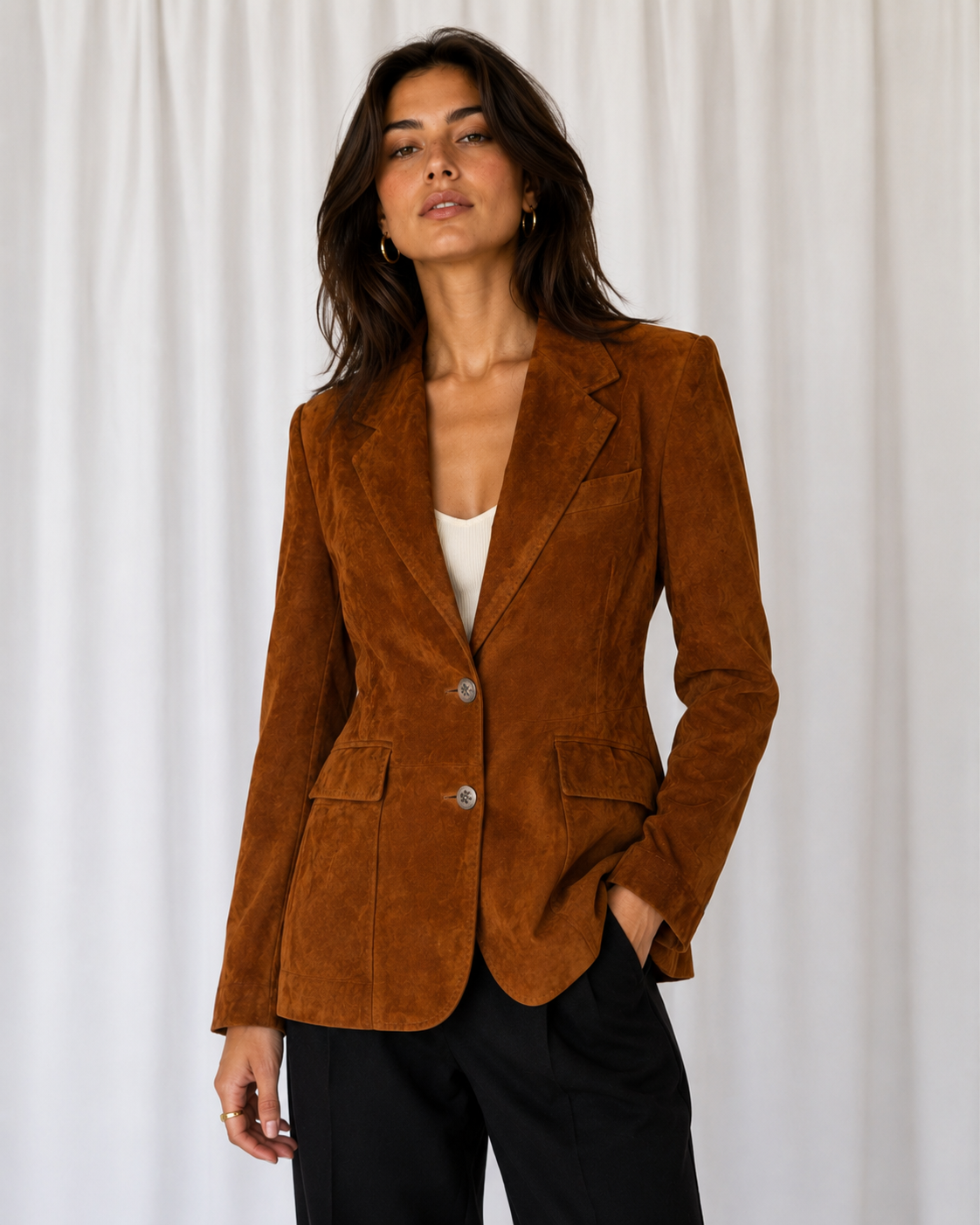 Blazer Gamuza Entallado Café - Dolce & Gabbana - La Reversa