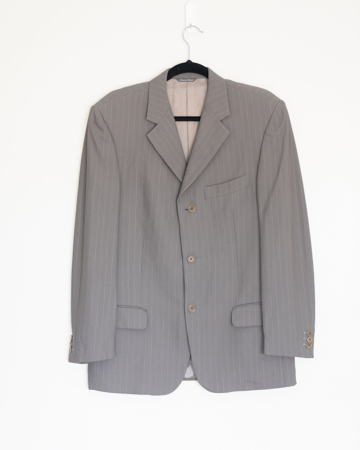 Blazer Gris de Líneas Finas (Pinstripe) - Alexander McQueen - La Reversa