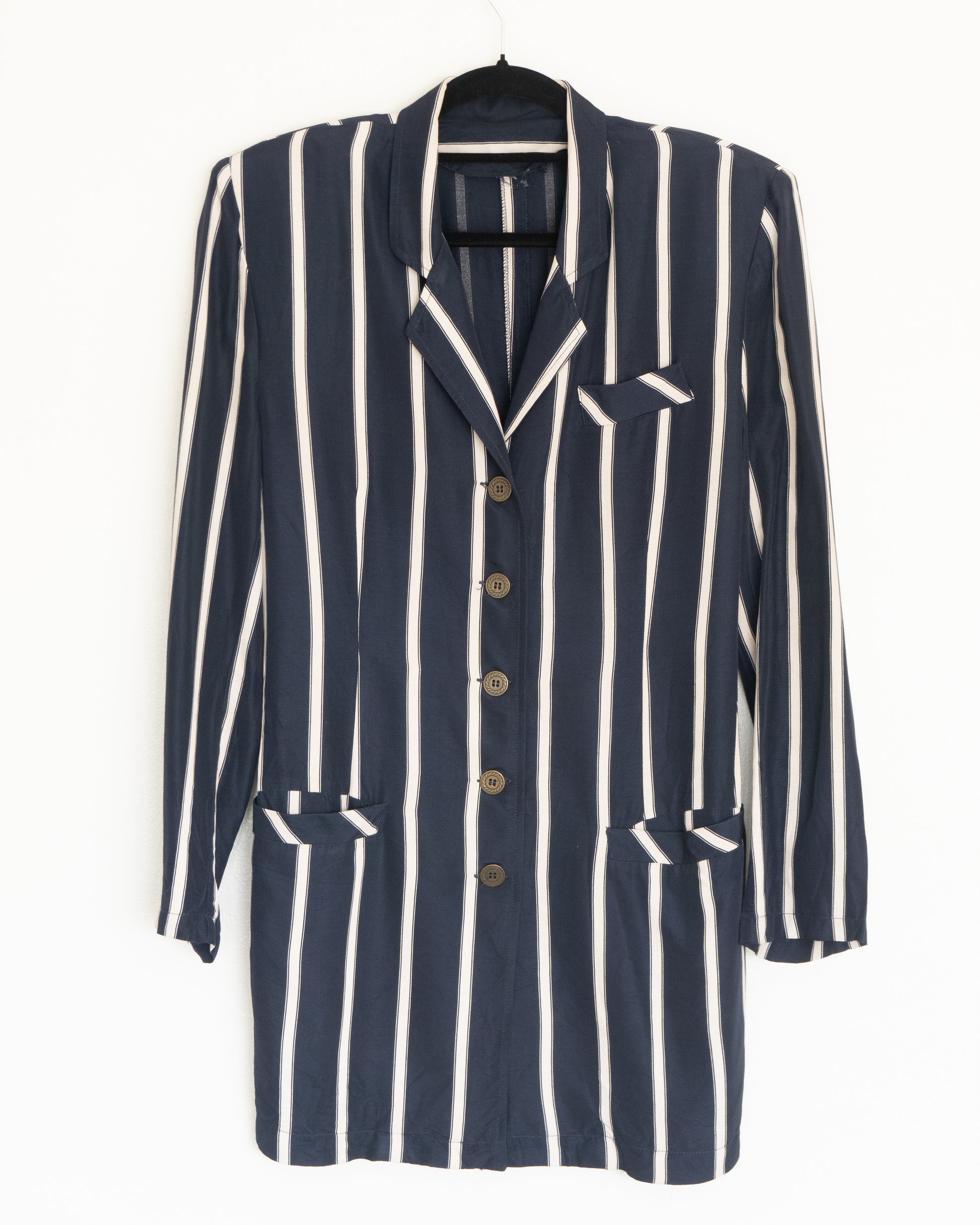 Blazer Rayas Verticales Navy - La Reversa