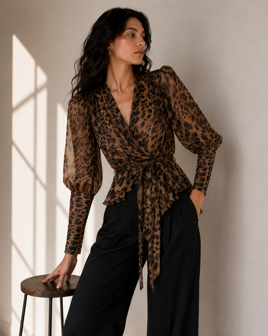 Blusa Envolvente Animal Print - Unif - La Reversa