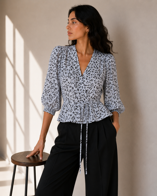 Blusa Envolvente Estampada - Ganni - La Reversa