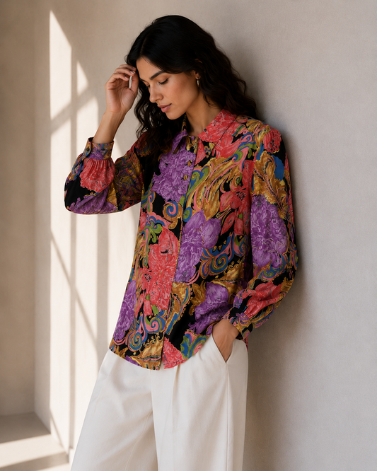 Blusa Estampada Multicolor estilo Barroco - La Reversa