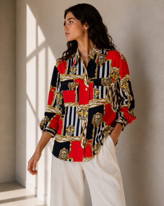 Blusa Estampada Náutica estilo Cadena & Anclas - SK & Company - La Reversa