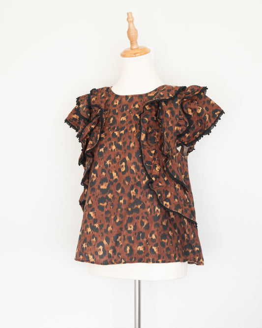 Blusa Estampado Leopardo con Vuelos - Sézane - La Reversa