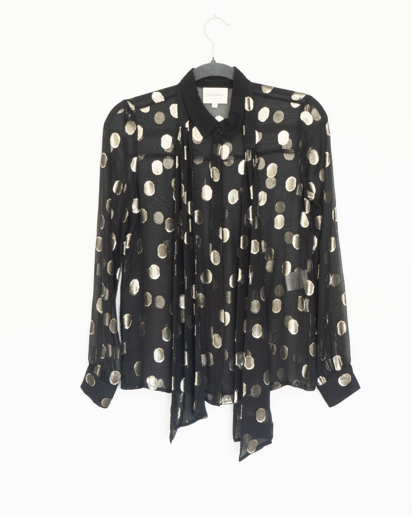 Blusa Negra Transparencia Lunares - Sézane - La Reversa