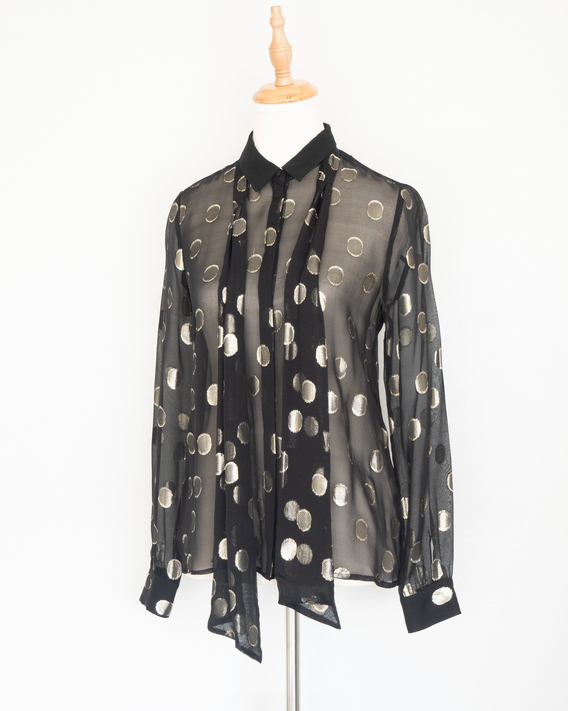 Blusa Negra Transparencia Lunares - Sézane - La Reversa