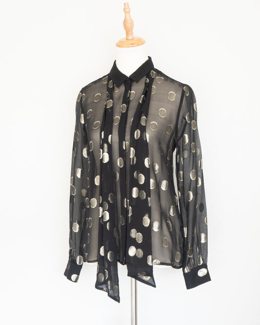 Blusa Negra Transparencia Lunares - Sézane - La Reversa