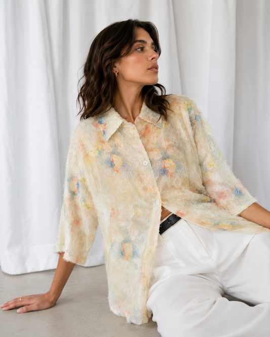 Blusa Pastel Floral Textured - La Reversa