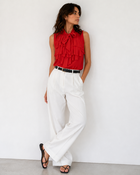 Blusa Roja con Lazo y Vuelos - Banana Republic - La Reversa