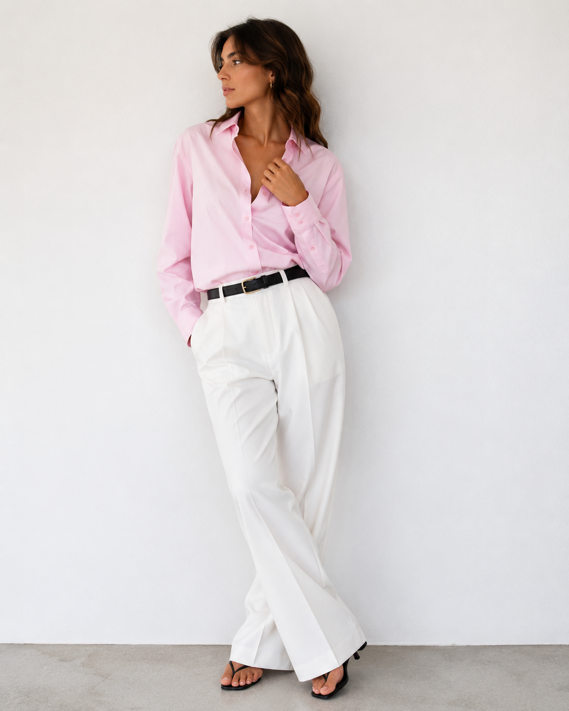 Blusa rosa suave con cuello estructurado y botones de Jones New York en La Reversa