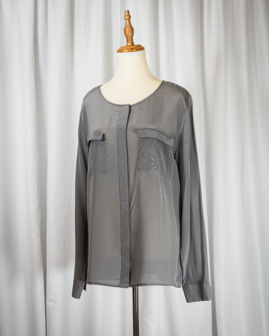Blusa Satinada Silver Grey - Rick Cardona - La Reversa