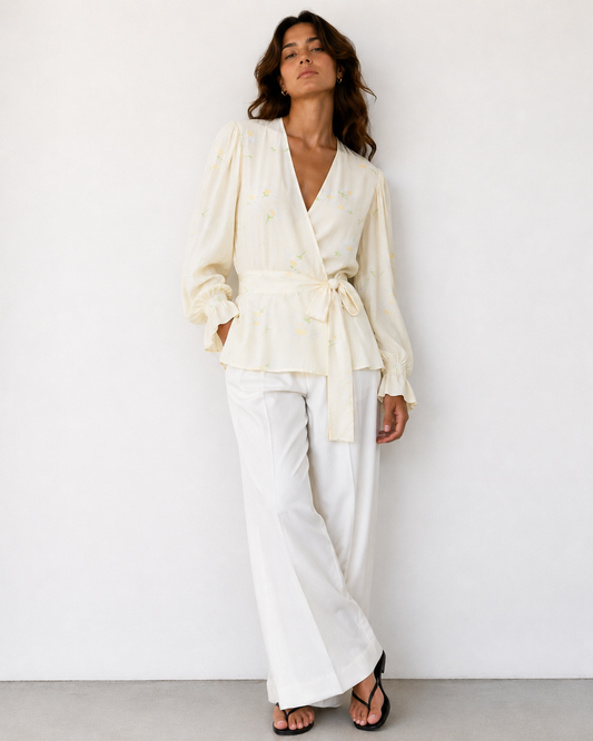 Blusa Wrap Floral - Ganni - La Reversa