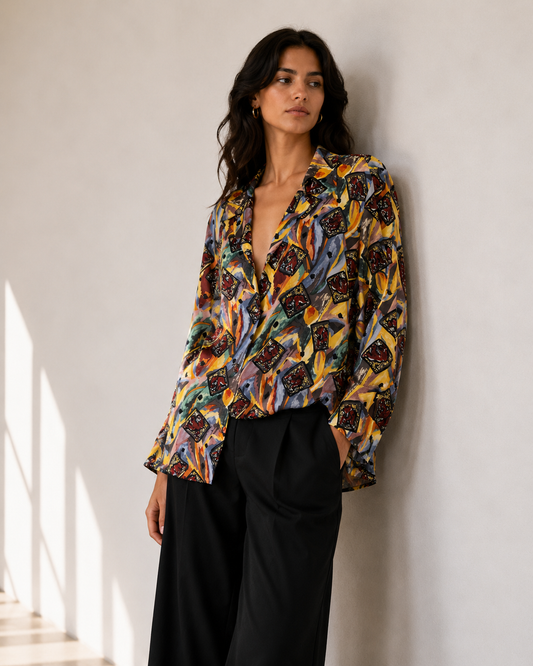 Blusa de Seda Estampada - Fendi - La Reversa