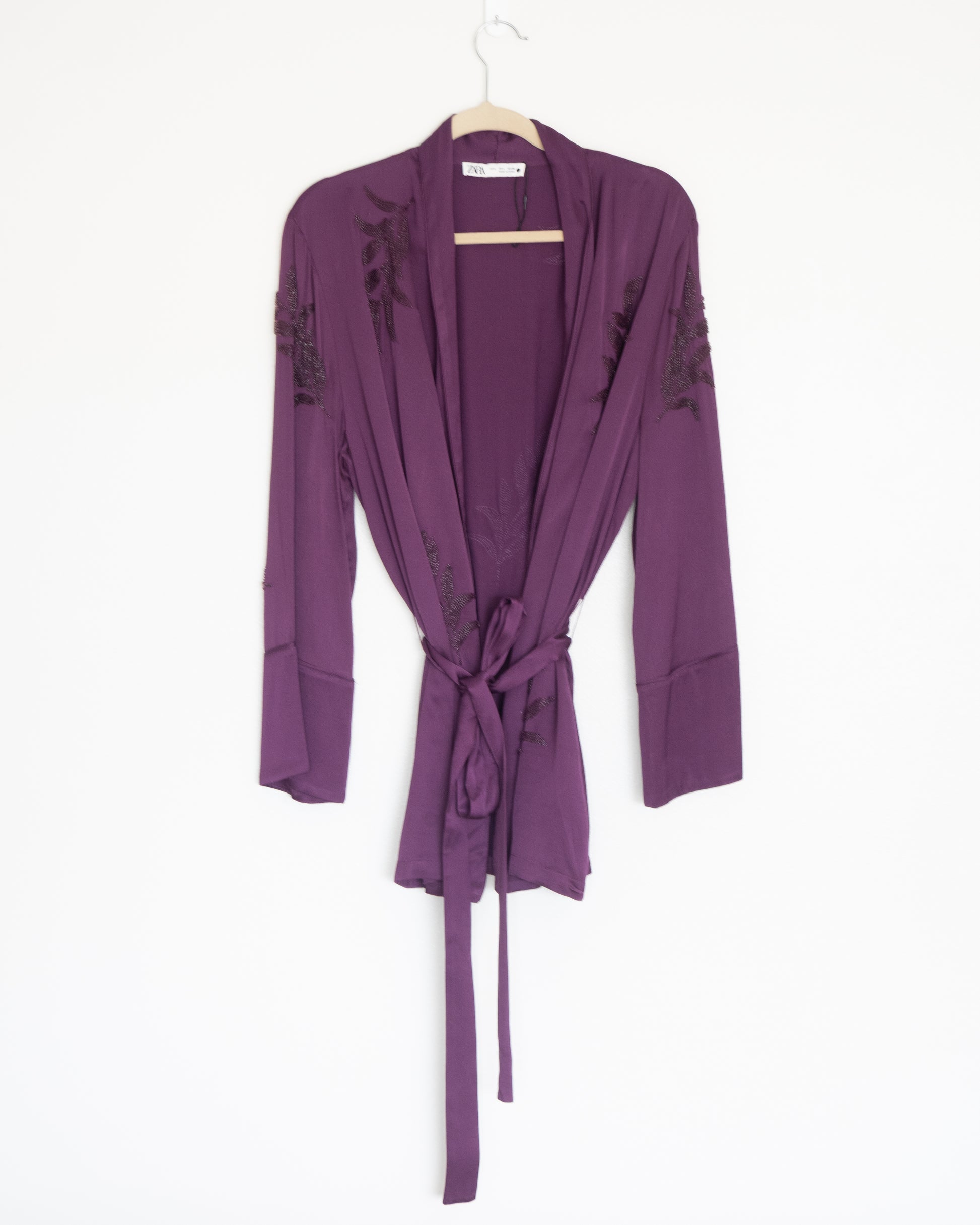 Blusa tipo Kimono Morado Bordado - Zara - La Reversa
