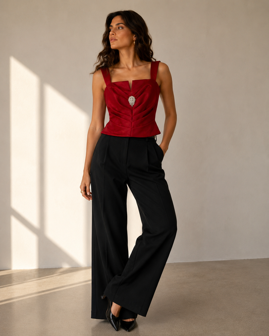 Bustier Satén Rojo - Cachet - La Reversa
