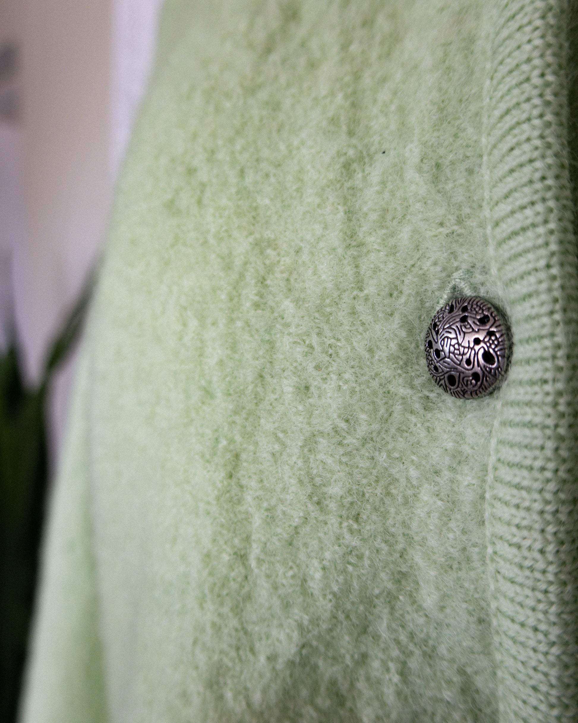 Cardigan Mint Fuzzy  – Appleseed’s - La Reversa