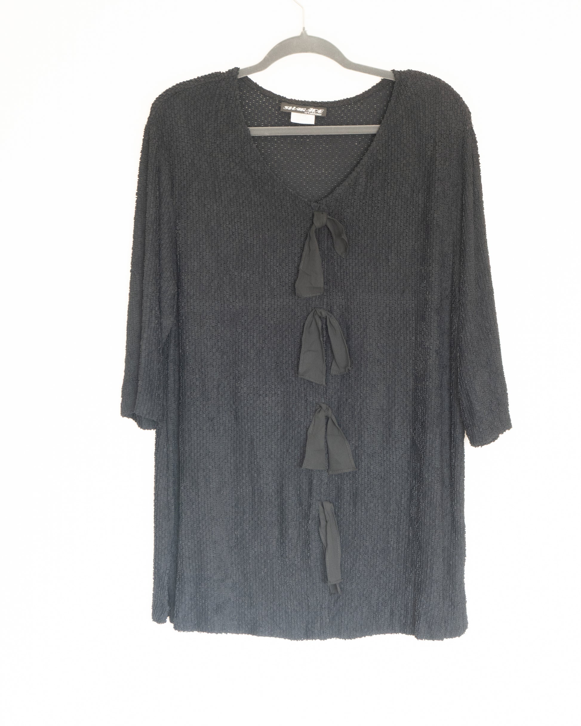 Cardigan Tejido Negro con Lazos - Sharade - La Reversa