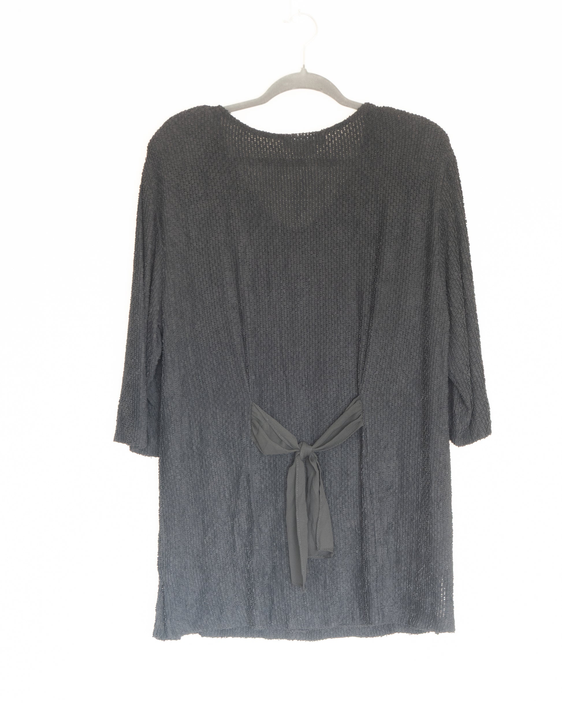 Cardigan Tejido Negro con Lazos - Sharade - La Reversa