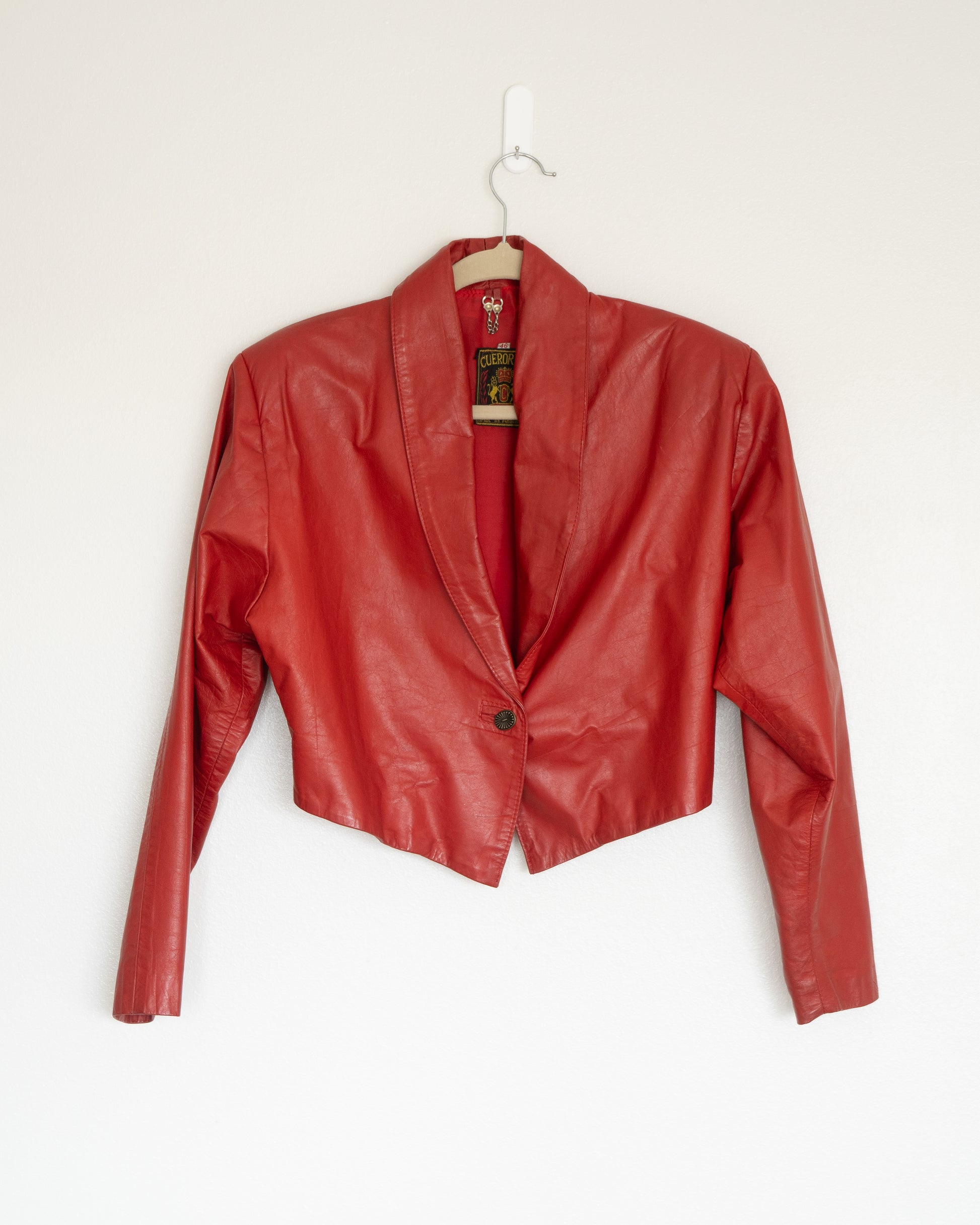 Chaqueta Cuero Rojo Cropped Vintage - La Reversa