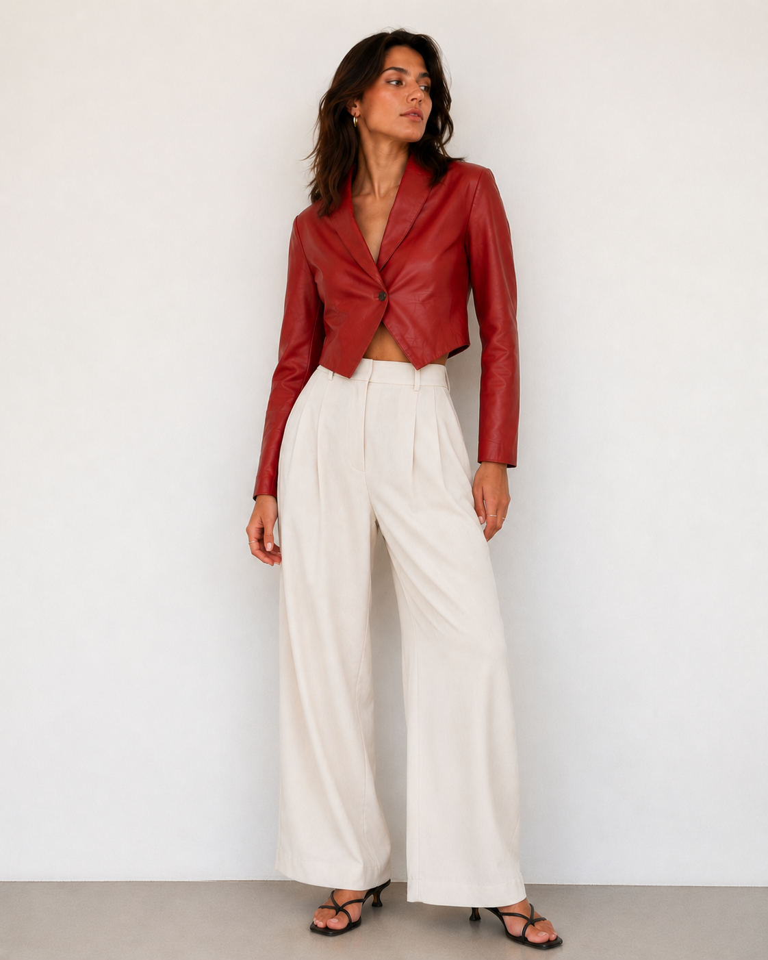 Chaqueta Cuero Rojo Cropped Vintage - La Reversa