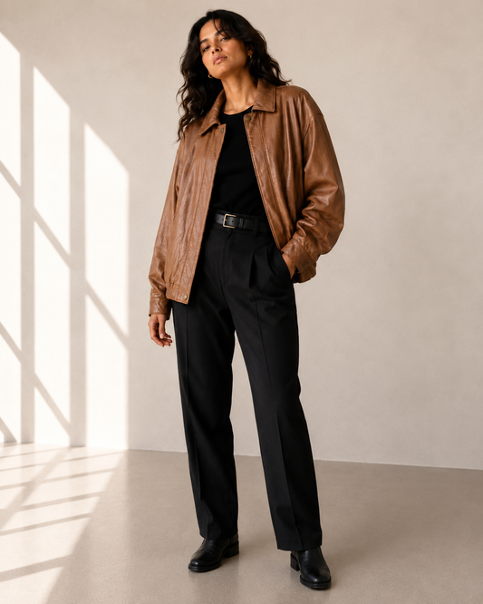 Chaqueta Cuero Sintético Café - Pierre Cardin - La Reversa