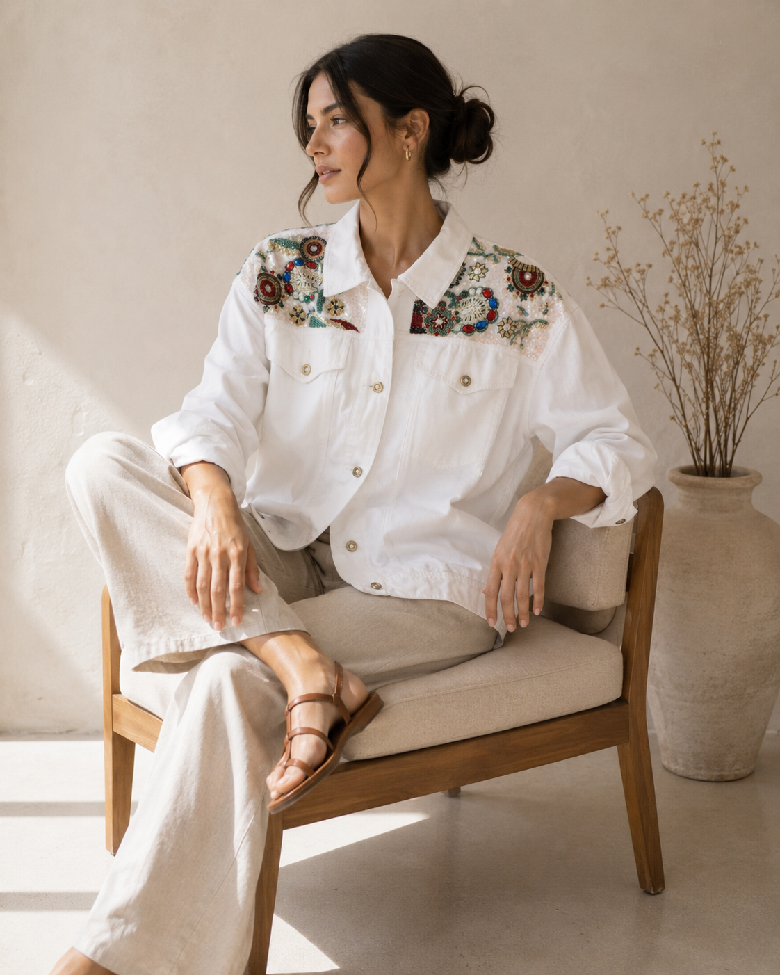 Chaqueta Denim Bordada con Pedrería - I.B Diffusion - La Reversa