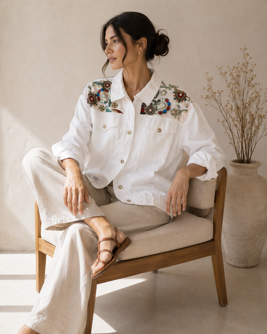 Chaqueta Denim Bordada con Pedrería - I.B Diffusion - La Reversa