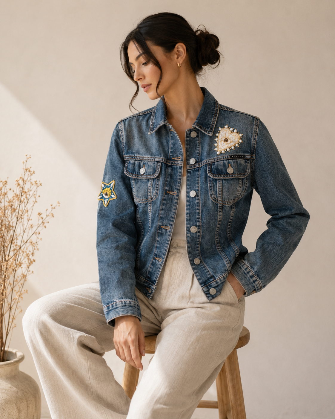 Chaqueta Denim con Aplicaciones - Sisley - La Reversa