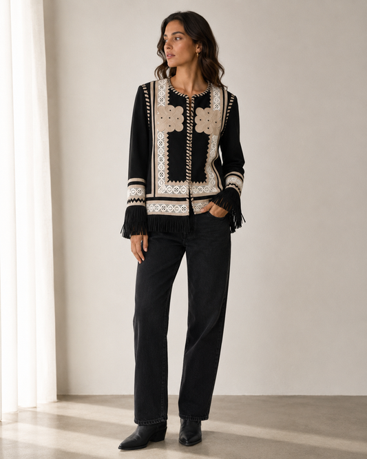 Chaqueta Gamuza con Flecos - India Chic - La Reversa