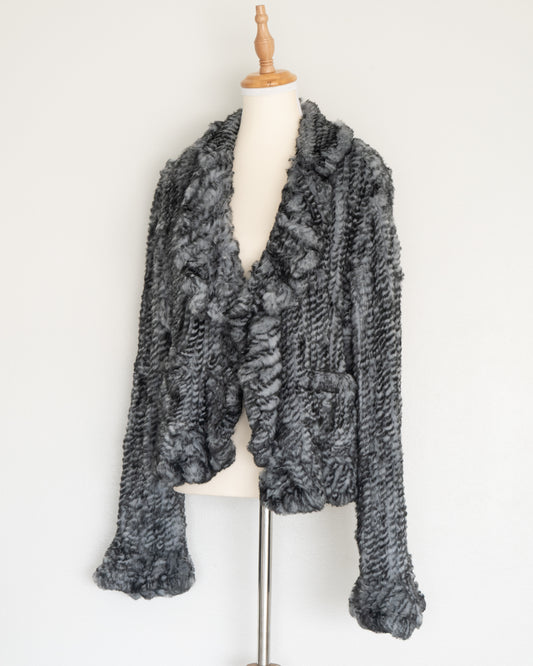 Chaqueta Gris Piel de Conejo  - Cache - La Reversa