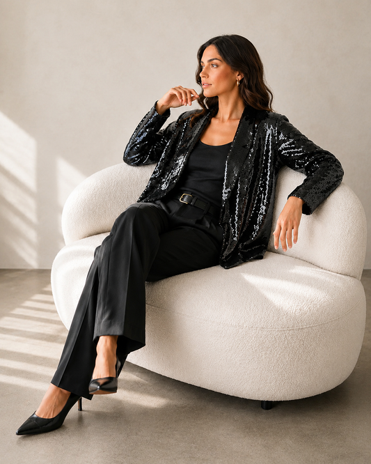Chaqueta Lentejuelas Negra -  New York & Company - La Reversa